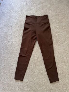 High-Waist Brown Women's fleece-lined Leggings — Smooth Stretch